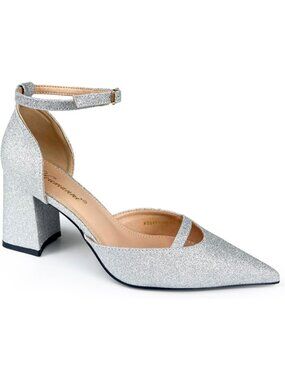 Women's Silver Glitter Faux Leather Comfortable Classic Daily Wear High Heels